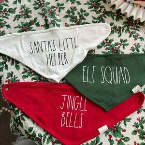 Rae Dunn - Holiday Bandana Bib Set for Babies - White, Green, Red